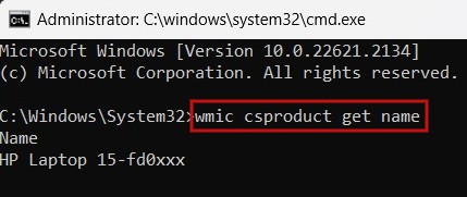 Typing command in Command Prompt.