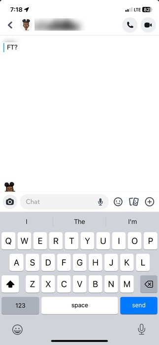FT message on Snapchat.