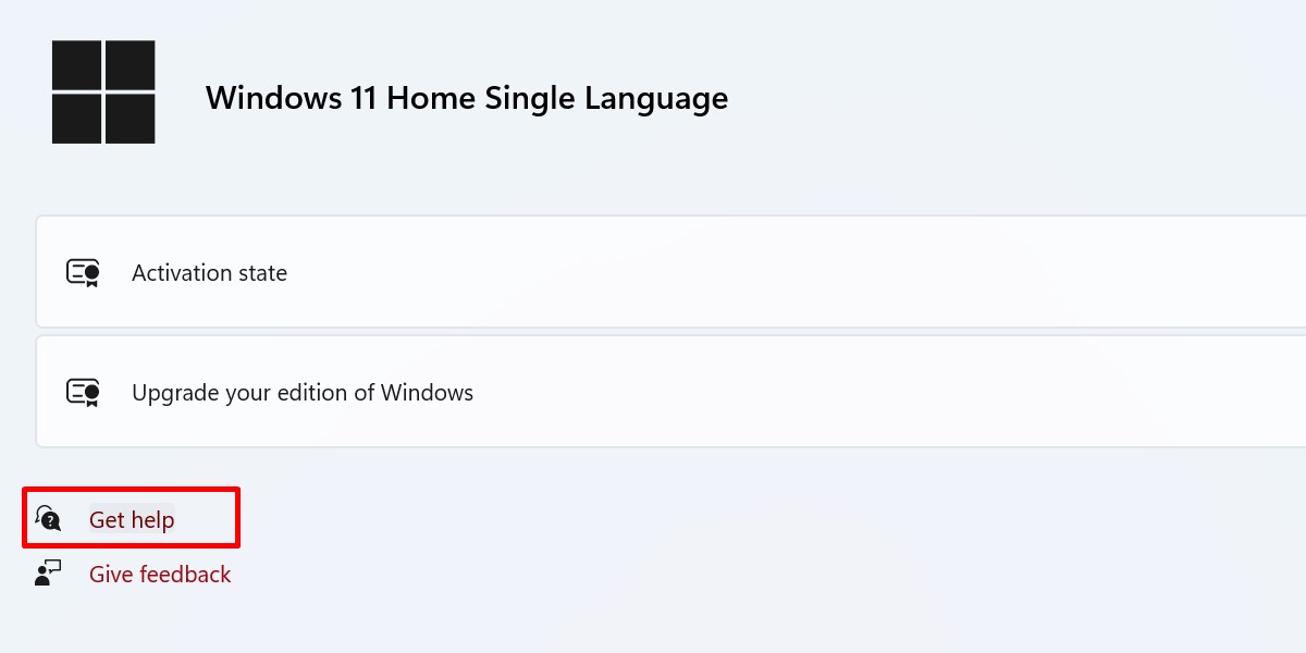 Clicking "Get help" for Windows activation.