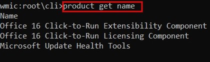 Type "product get name" and press Enter