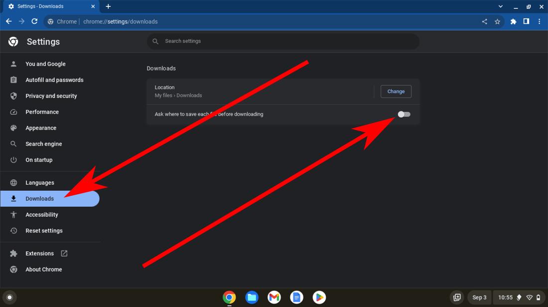 Google Chrome Chrome Os Download Settings