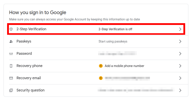 A screenshot highlighting the 2-Step Verification process for Gmail accounts.