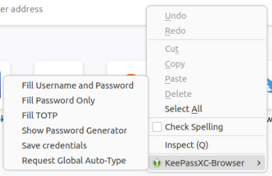 A screenshot showing a working KeePass 2 instance linked with Firefox.