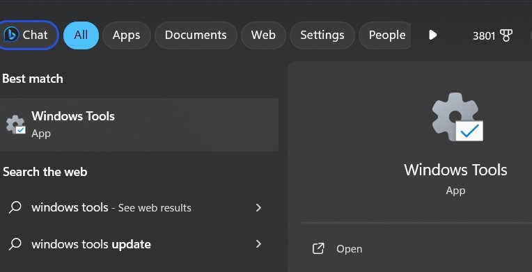 Open Windows Tools via Search. 
