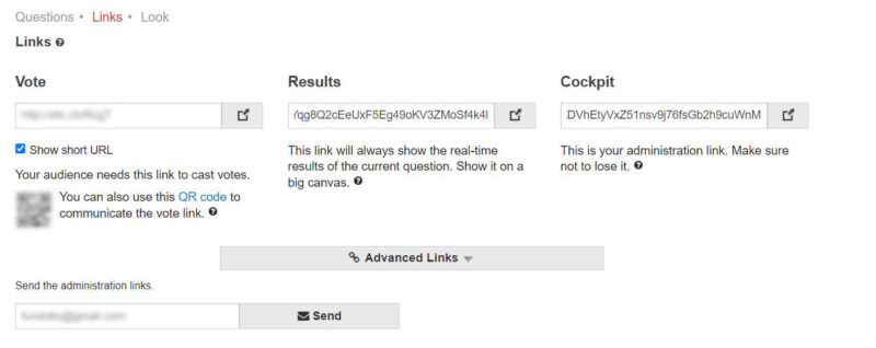Links Section Of A Poll In DirectPoll 
