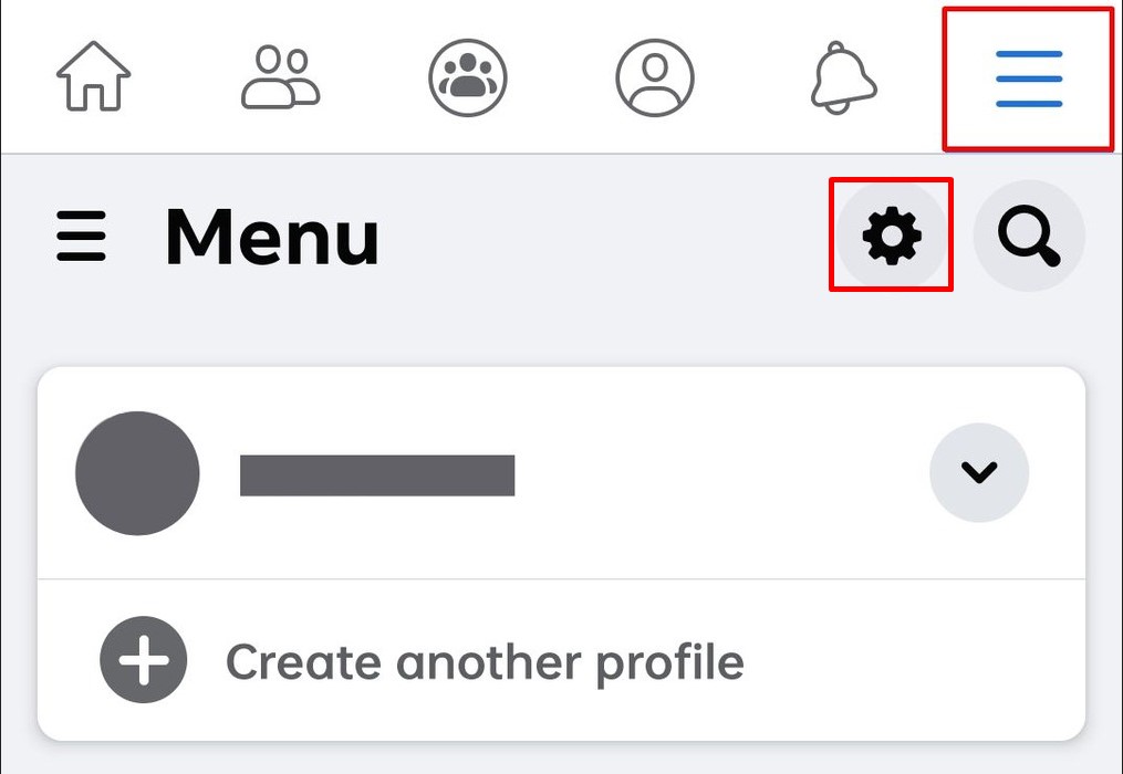 Tapping the Menu button in the Facebook mobile app.