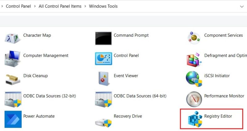 Opening Registry Editor from Control Panel. 