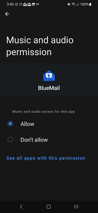 Adjusting permissions for app on Android.