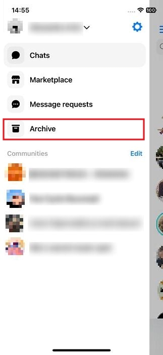 Selecting "Archive"' option in in Messenger app.