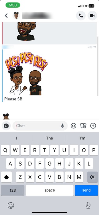 Requesting a SB on Snapchat.
