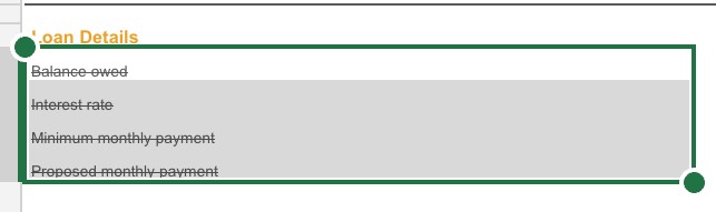 Strikethrough Text Excel App mobile