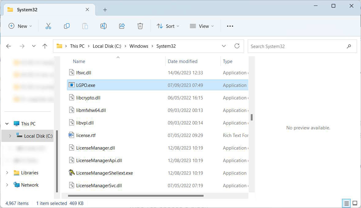 The LPGO file ile In the System32 folder on Windows,