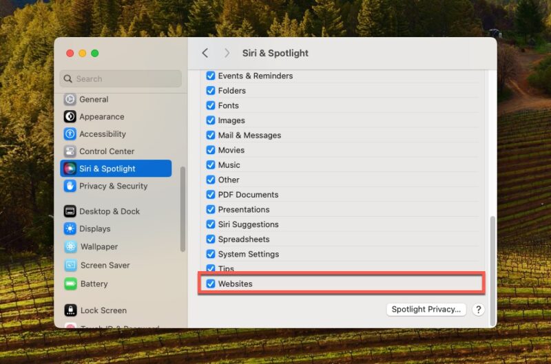 Websites Siri And Spotlight