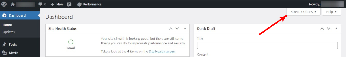 Wordpress Admin Dashboard