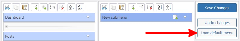 Wordpress Admin Menu Editor Load Default Menu