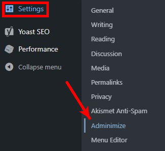 Wordpress Admin Menu Settings Adminimize