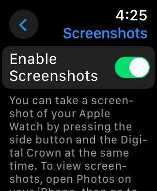 Enable Screenshots on Apple Watch