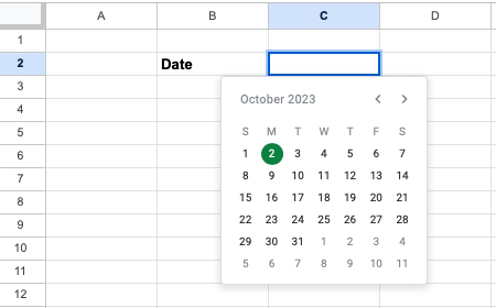 Date picker in Google Sheets