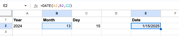 Date function with an invalid month