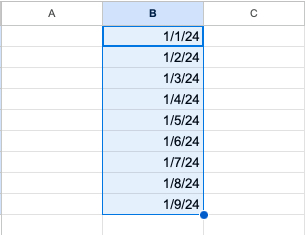 Date series by day filled