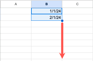 Date series by month fill handle