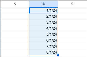 Date series by month filled