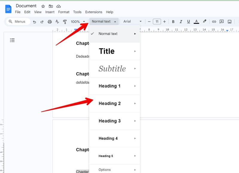 Google Docs Heading Style