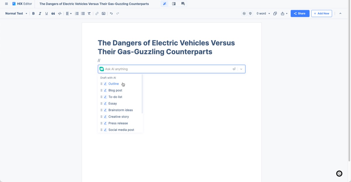 Hix Editor Example Article