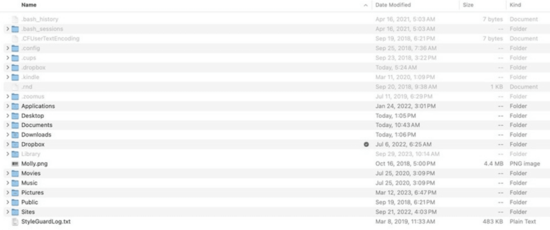 Access Home to show hidden files