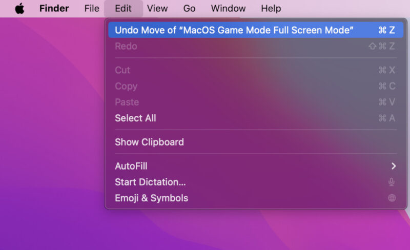 Undo Previous Action on MacOS