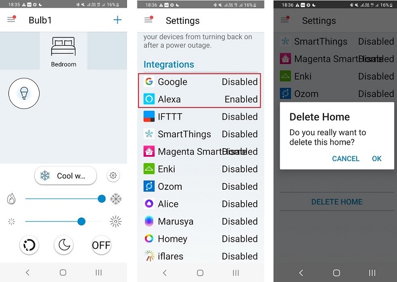 Delete the previous settings of a smart bulb.