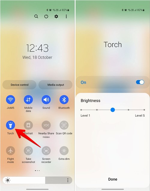 Samsung Flashlight Change Brightness