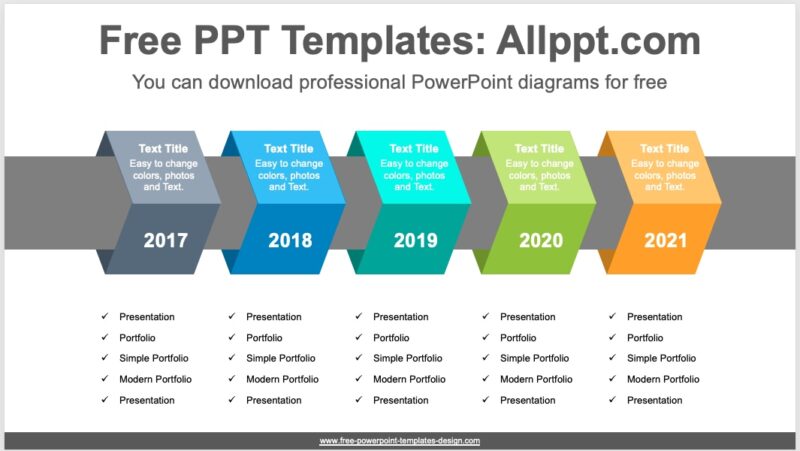 Square Bands Timeline template for PowerPoint