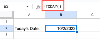Today function in Google Sheets
