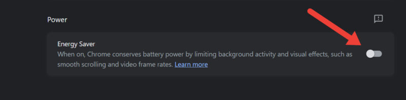 Turn off Energy Saver in Chrome.