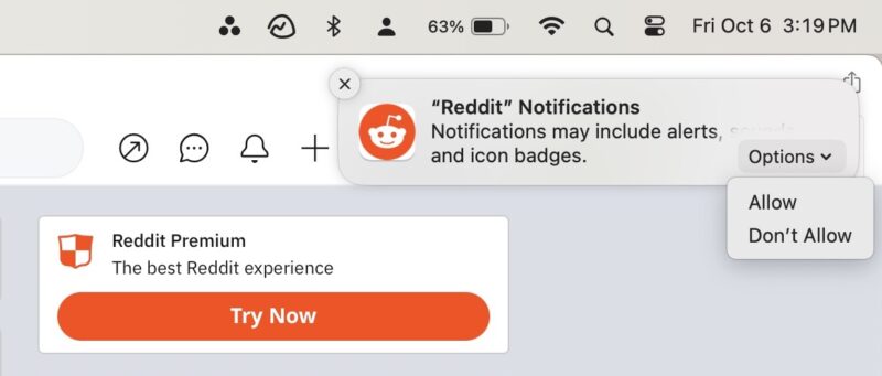 Web App Popup Requesting For Permission To Send Notifications 1