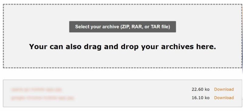 An uncompressed file in ExtendsClass Unzip Online tool.