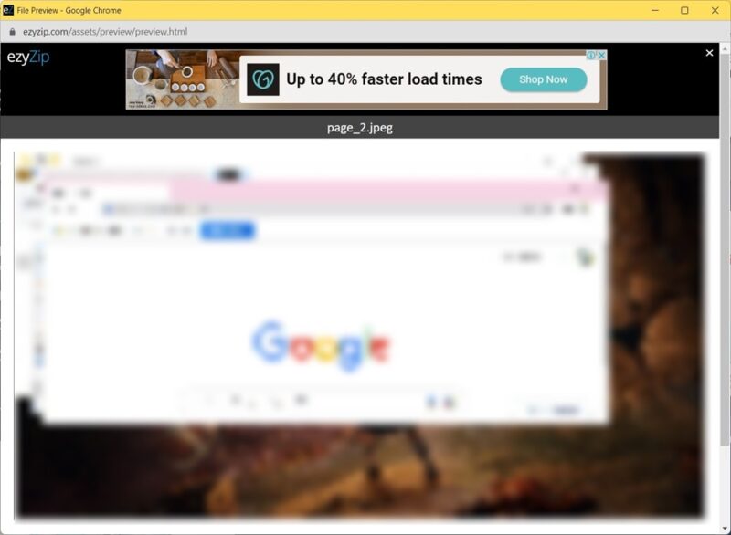 File preview view using Ezyzip tool.