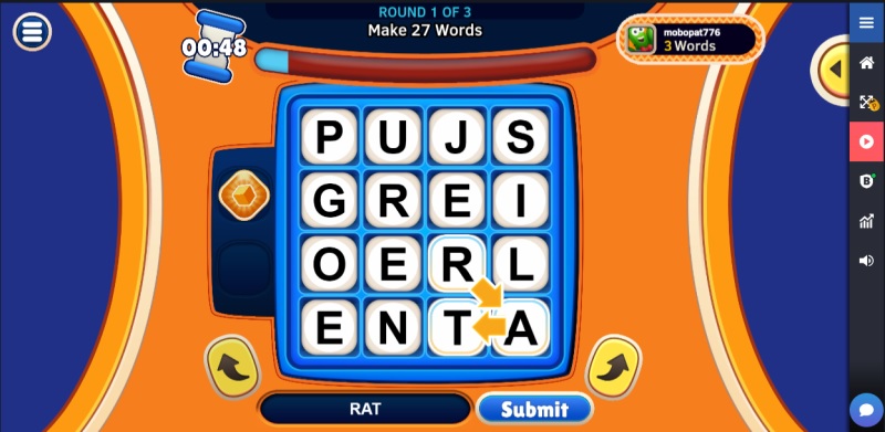 Playing Boggle on Pogo.