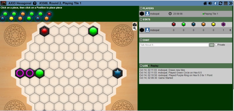 Playing a round of Axio Hexagonal on Triqqy