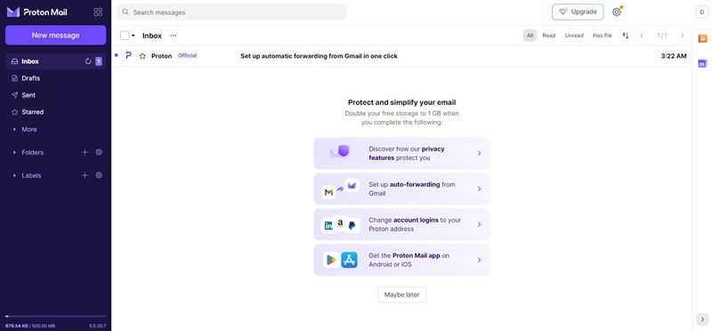 Proton Mail's main inbox.