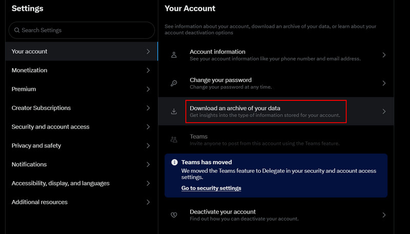 Download archive of Twitter data