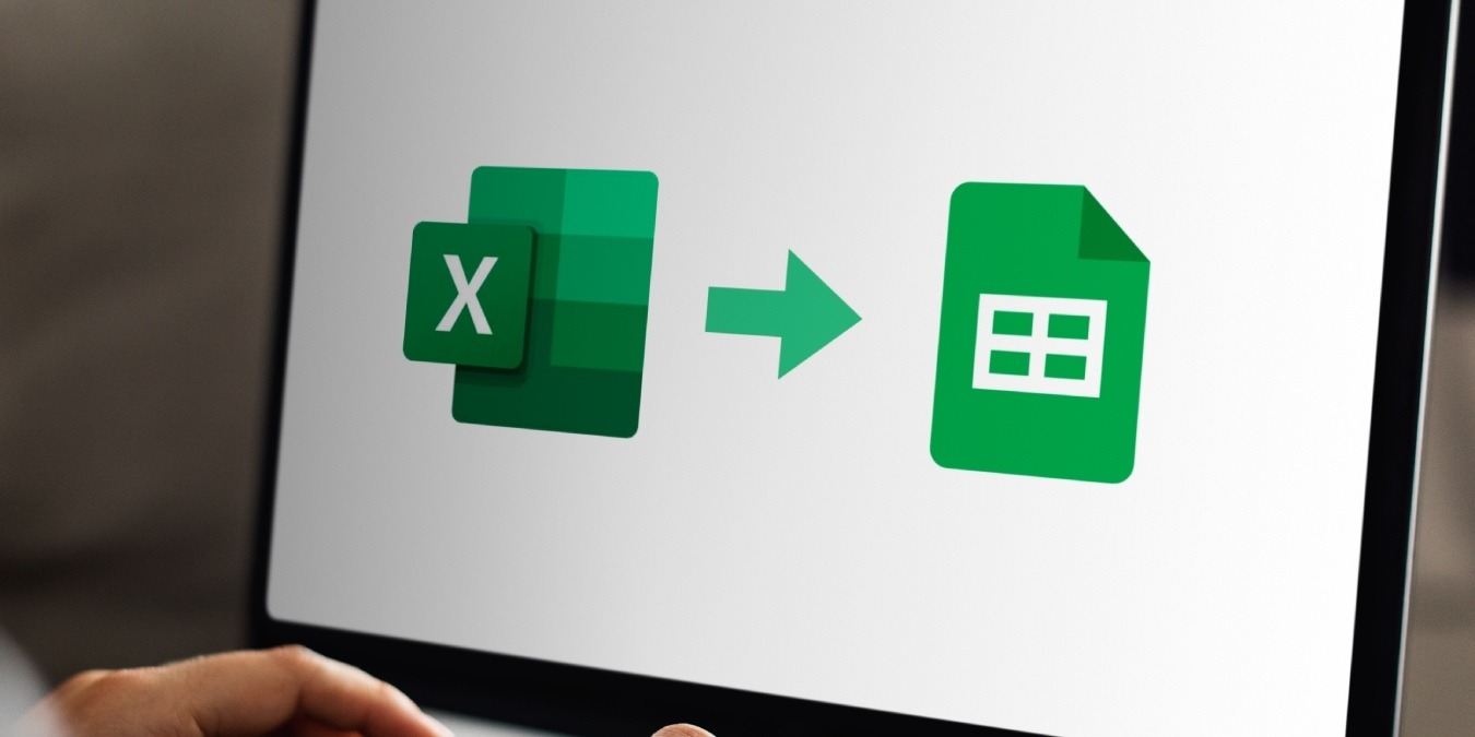 A laptop showing the conversion of Excel file to Google Sheets