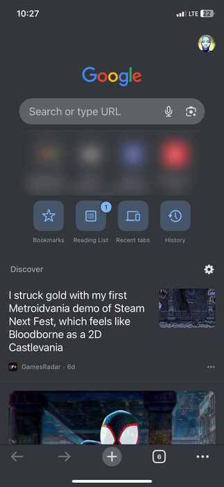 Chrome app for mobile view.