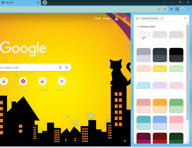 Choose from a selection of color schemes for Chrome.