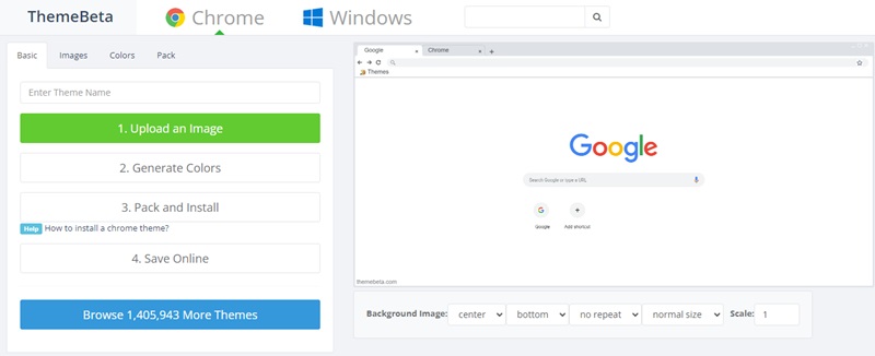 Tool for creating your own Chrome themes.