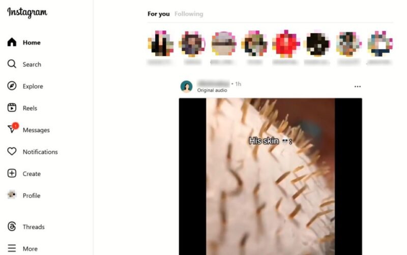 Browsing on Instagram for desktop.