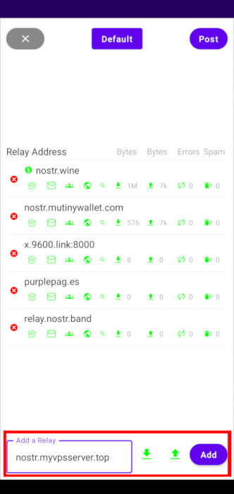 A screenshot highlighting the relay prompt.