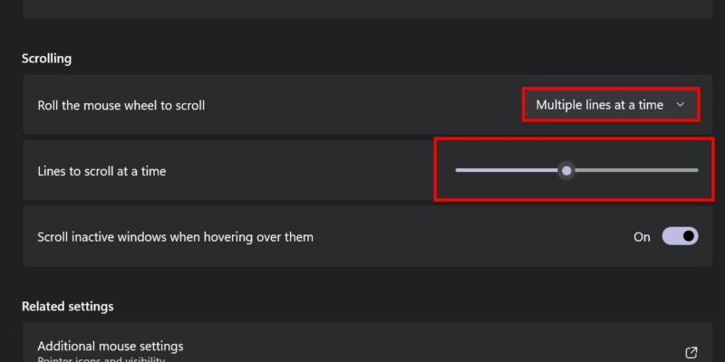 Picking the number of lines to scroll at a time in Windows