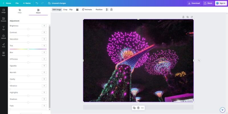 Online Photo Editor Canva Manual Adjust